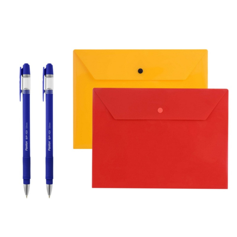 پوشه دکمه دار پاپکو مدل 105116A4 به همراه خودکار پنتر بسته 4 عددی پوشه دکمه دار پاپکو مدل 105116A4 به همراه خودکار پنتر بسته 4 عددی