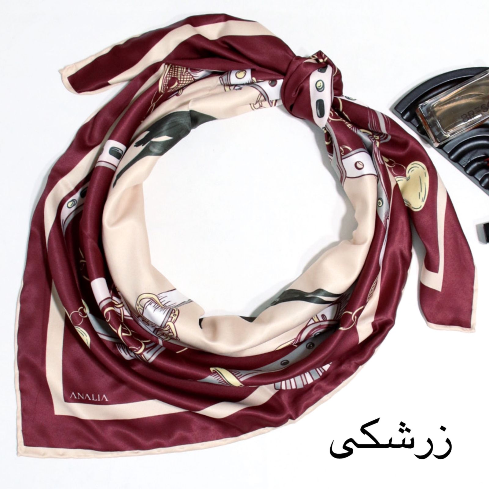 روسری زنانه آنالیا مدل ابریشم طرح اسب کد 9745 -  - 23
