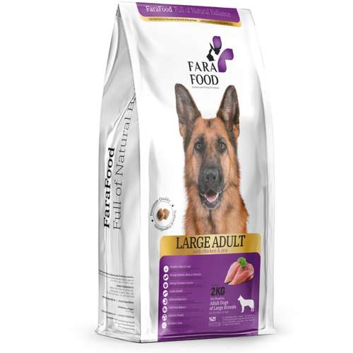 غذای خشک سگ فرافود پلاس مدل بالغ نژاد بزرگ طعم مرغ و برنج وزن 2 کیلوگرم