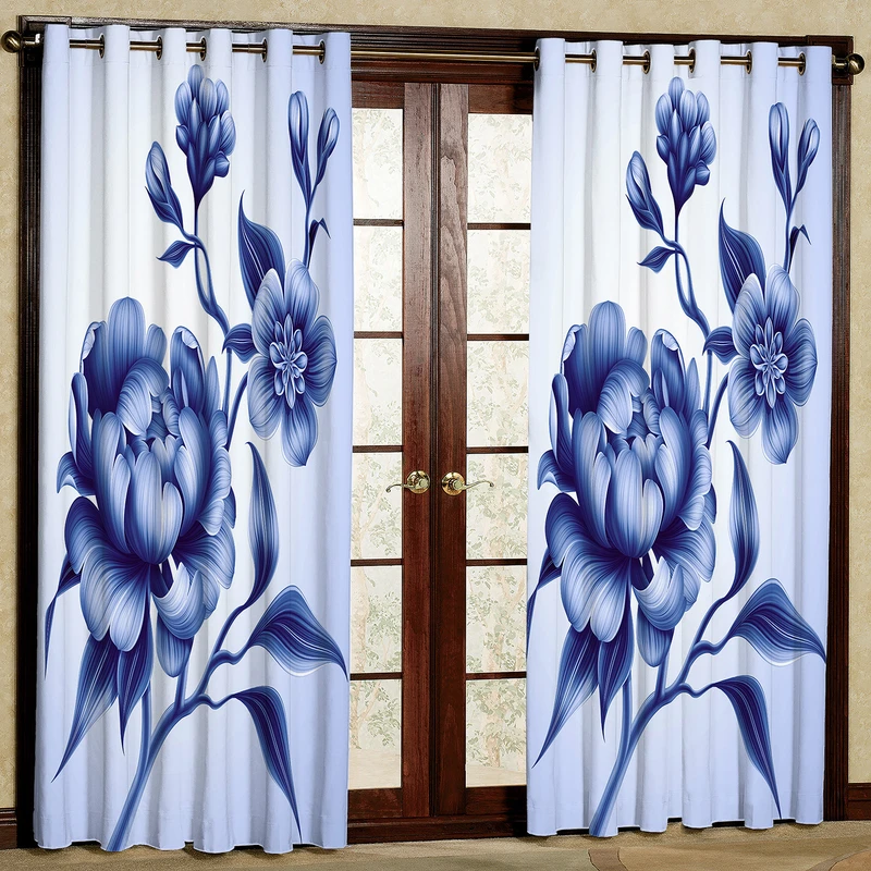 پرده مدل گل دار مخمل پانچی کد 269 سایز 140x280 سانتی متر