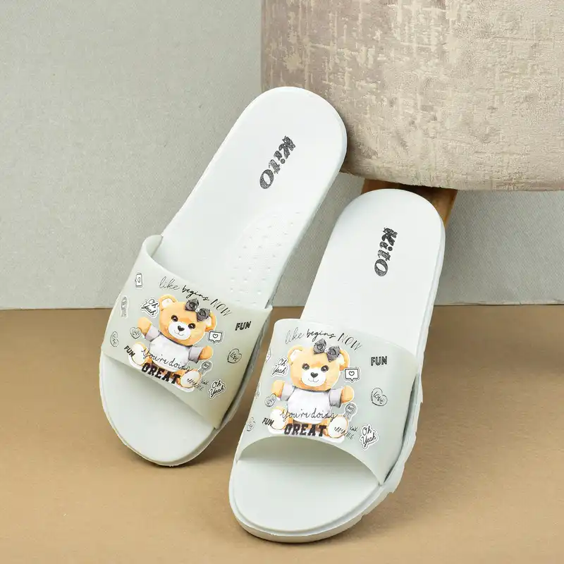 دمپایی زنانه کیتو مدل FUNNY TEDY BEAR GRY.4004