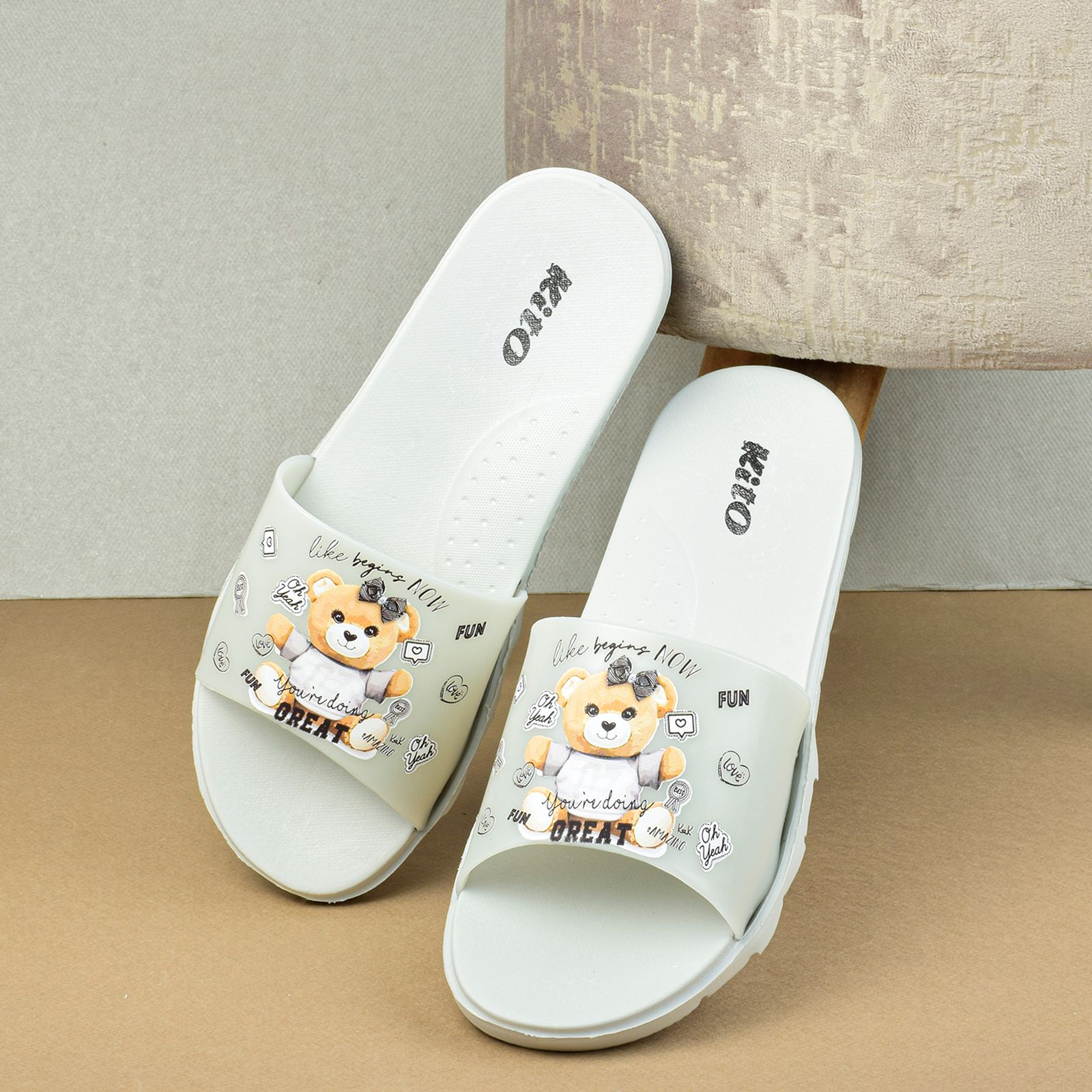 دمپایی زنانه کیتو مدل FUNNY TEDY BEAR GRY.4004 -  - 4