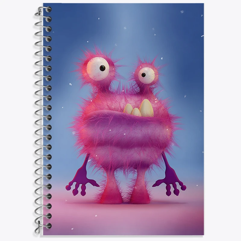 دفتر زبان 50 برگ خندالو مدل سه خط طرح هیولای بامزه کد F6296