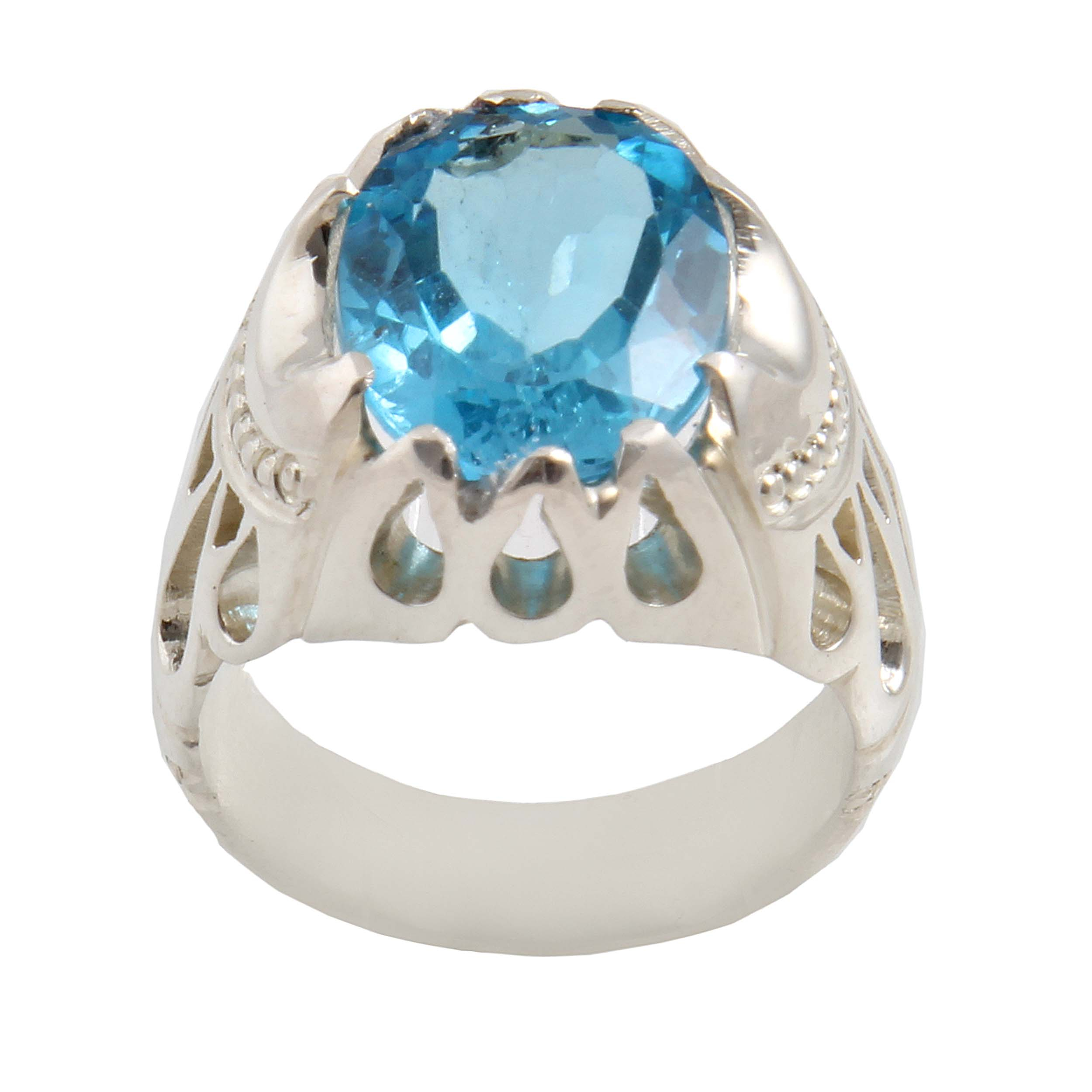 انگشتر نقره مردانه بازرگانی میلادی مدل توپاز کد AM_1645