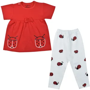 ست بلوز و شلوار نوزادی ارغوان مدل کفشدوزک