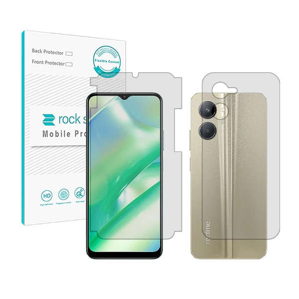 محافظ صفحه نمایش شفاف راک اسپیس مدل HyGEL مناسب برای گوشی موبایل ریلمی C33 به همراه محافظ پشت گوشی