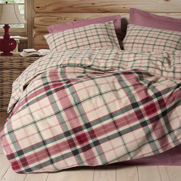 سرویس ملحفه 1 نفر 3 تکه کاتن باکس مدل Warm Flanel Jamil Bordo T.K