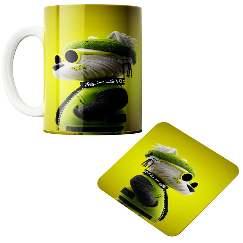 ماگ پاد آفرین مدل سگ کد 535 به همراه زیر لیوانی 