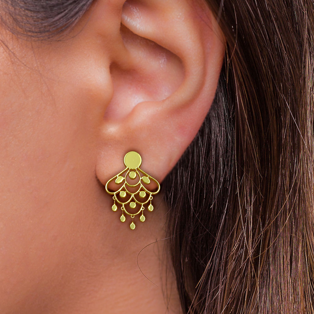 گوشواره طلا 18 عیار زنانه مدوپد مدل هندسی کد GA1-10082