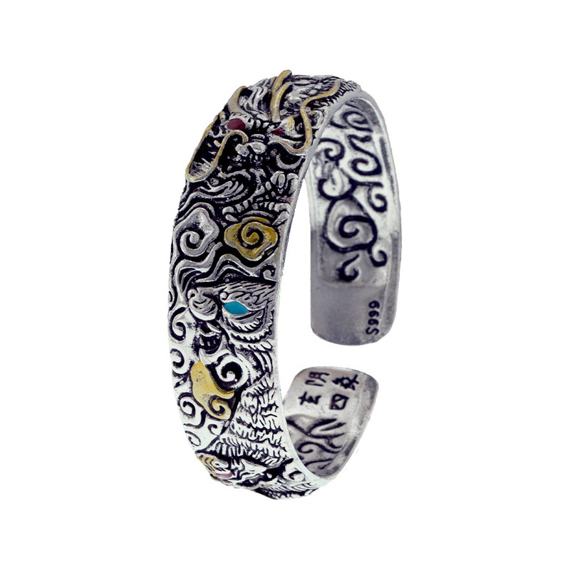 دستبند مردانه طرح اژدها و عقاب و شیر کینگ