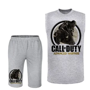 ست تاپ و شلوارک مردانه مدل call of duty کد 105 رنگ طوسی