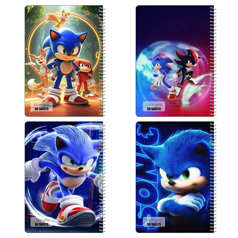 دفتر نقاشي 50 برگ کارنيکا طرح سونیک Sonic کد 93432 مجموعه 4 عددی