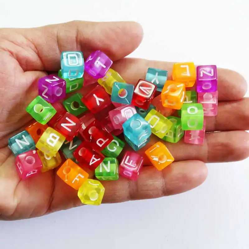 مهره دستبند مدل حروف انگلیسی طرح پاستیلی کد 1033بسته 40عددی