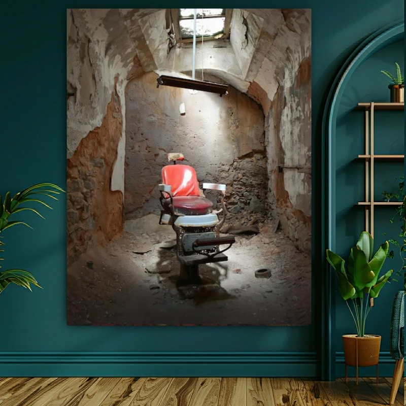 تابلو بوم طرح مخمل صندلی آرایشگاه مدل متروکه کد BK23246