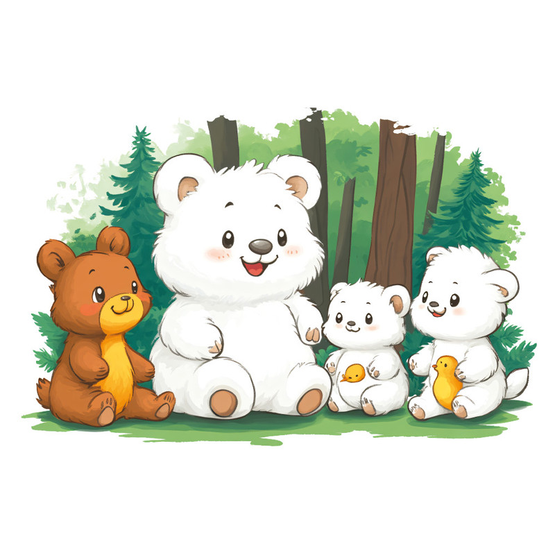 استیکر دیواری کودک گراسیپا مدل خرس های بانمک در جنگل کد 139
