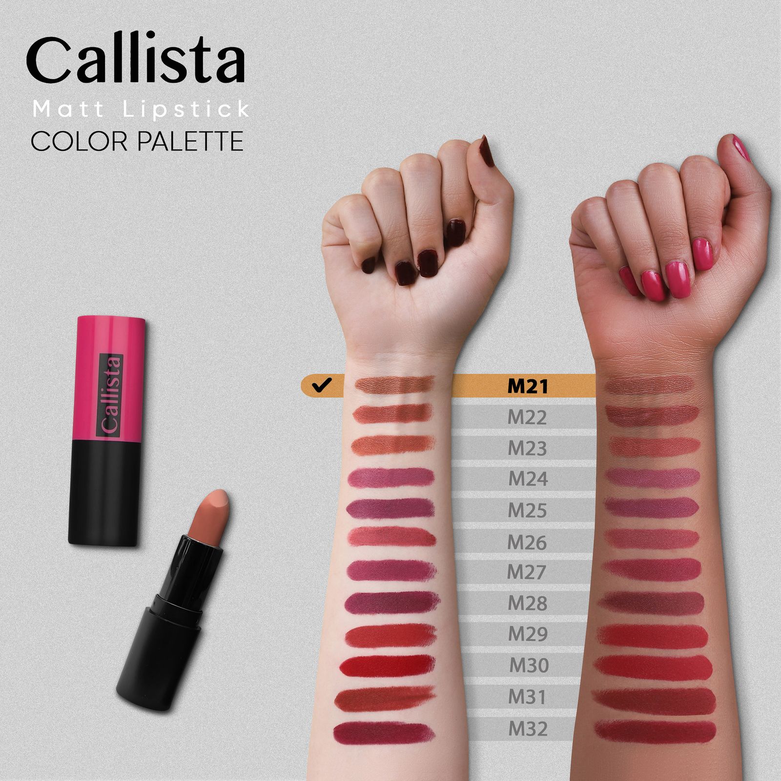 رژ لب جامد کالیستا مدل Matt شماره M21 - - 2