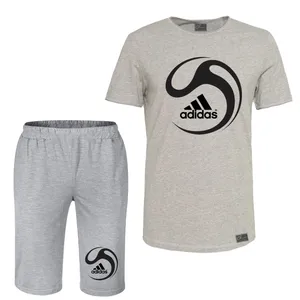 ست تی شرت و شلوارک مردانه مدل  B10 رنگ طوسی