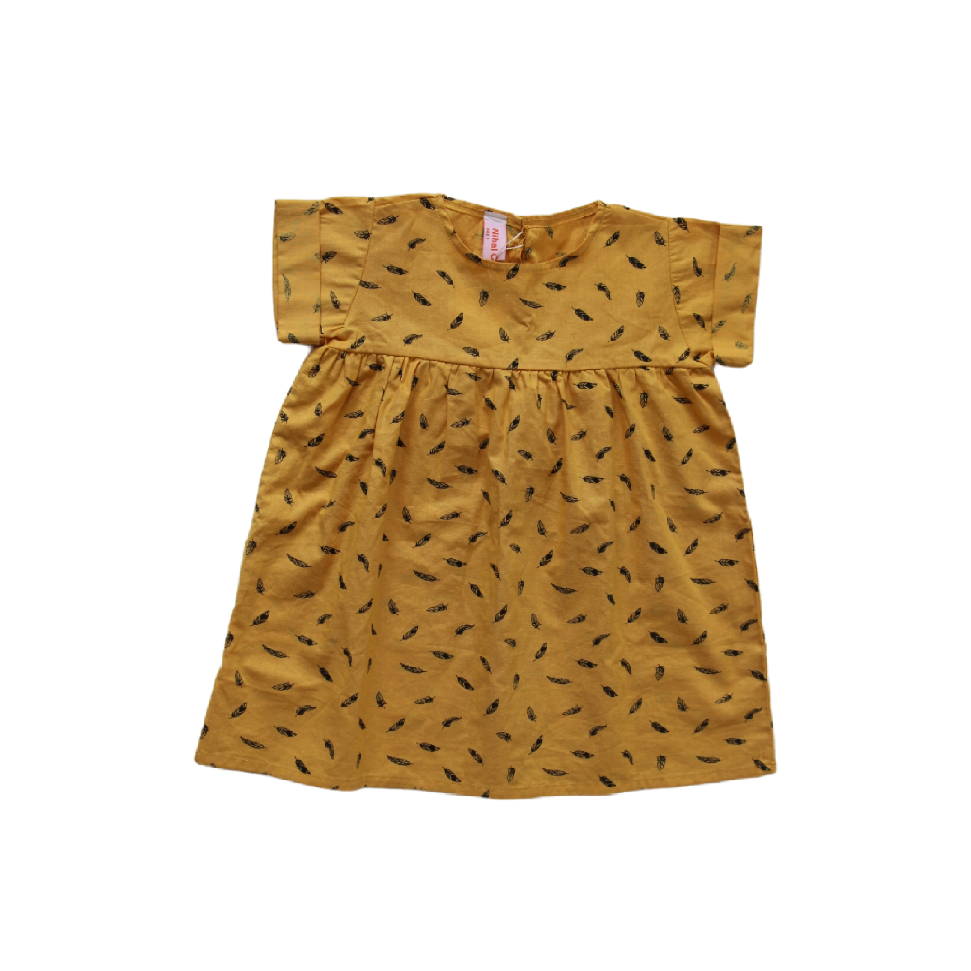 پیراهن دخترانه مدل آستین پاکتی طرح پر