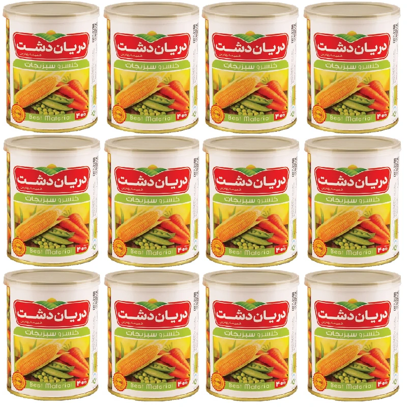 کنسرو سبزیجات دریان دشت - 400 گرم بسته 12 عددی
