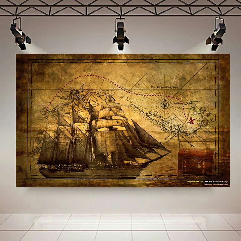  پوستر طرح مخمل کشتی مدل نقشه گنج کد PD130563