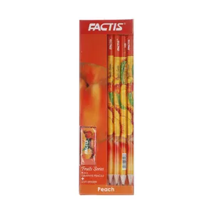 Factis Peach Pencil Pack of 4 With Eraser