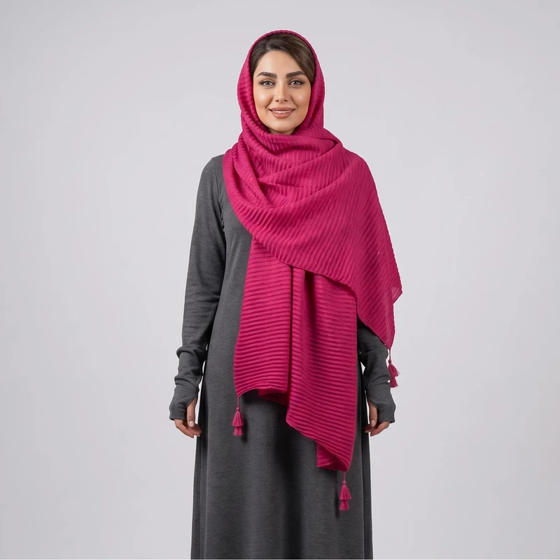 شال زنانه مدل پلیسه نخ پنبه 