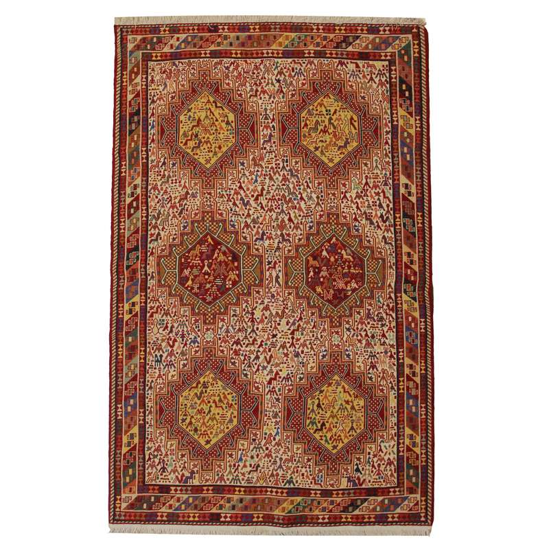 گلیم دستباف دو متری طرح سوزنی کد 605