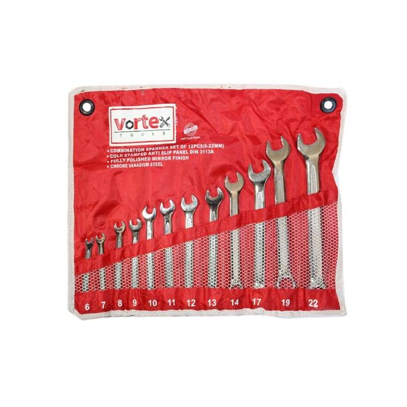آچار یکسر تخت و یکسر رینگی ورتکس مدل V-12 مجموعه 12 عددی