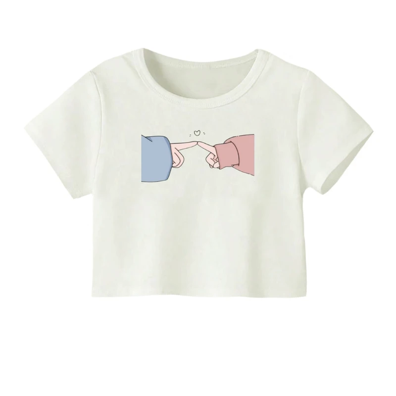 کراپ‌ تی‌شرت آستین کوتاه زنانه مدل لاو استوری