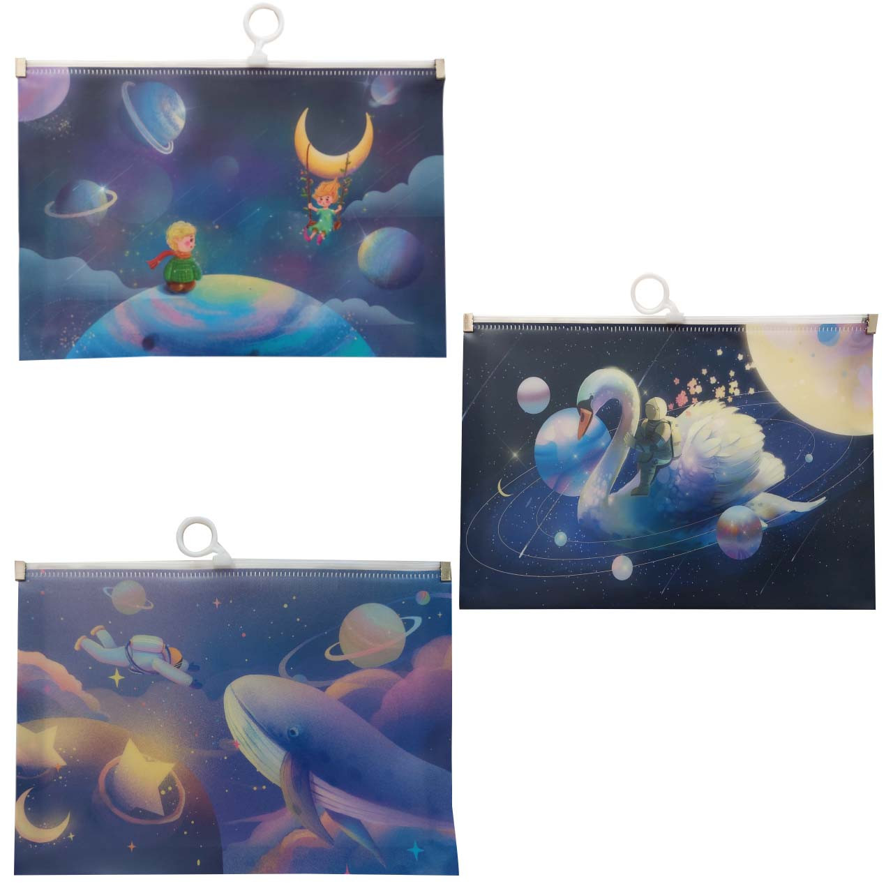 پوشه مدل زیپ دار طرح کهکشان و شازده کوچولو بسته 3 عددی