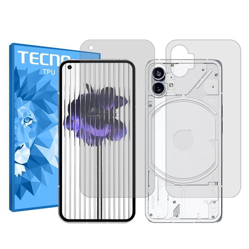 محافظ صفحه نمایش شفاف تکنو مدل Resistant مناسب برای گوشی موبایل ناتینگ فون 1 به همراه محافظ پشت گوشی