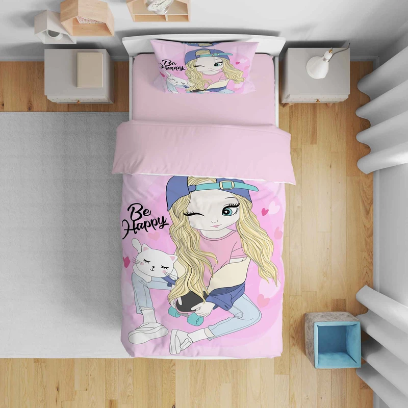 سرویس روتختی مدل دختر کلاه دار 5551 تک نفره 5 تکه