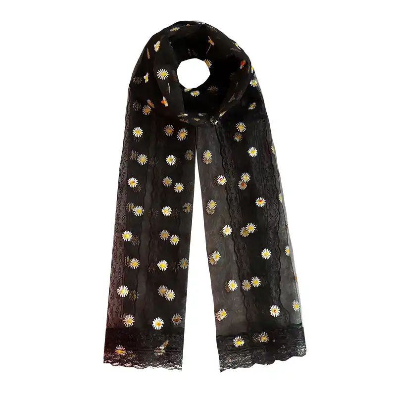 شال زنانه طرح گل بابونه مدل H0034