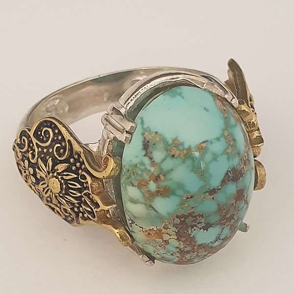 انگشتر نقره مردانه مدل قلم زنی 23313