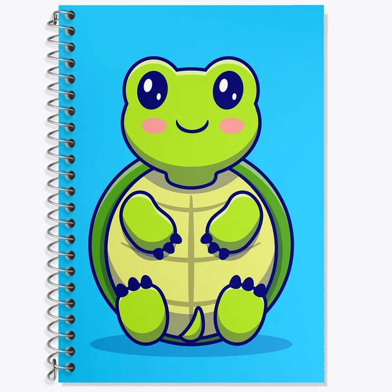 دفتر زبان 50 برگ خندالو مدل دو خط طرح حیوانات بامزه لاکپشت کد 25425