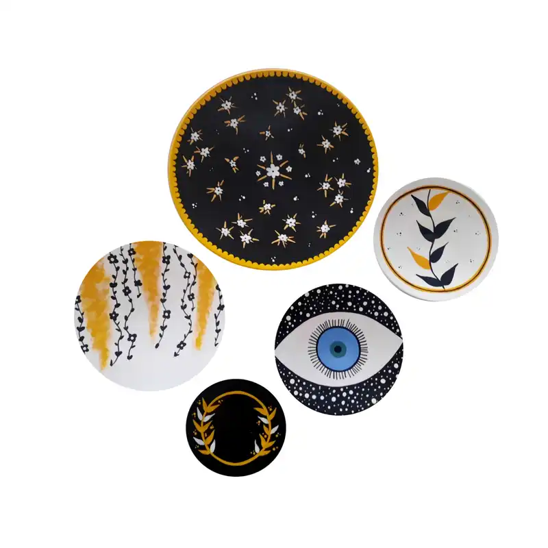 بشقاب دیوارکوب سفالی کد 224 مجموعه 5 عددی