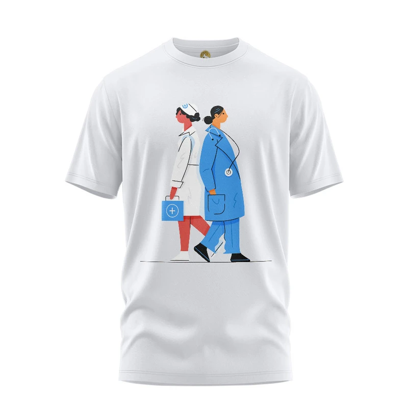 تی شرت آستین کوتاه زنانه هومرو مدل TW127 طرح پزشکی پرستاری