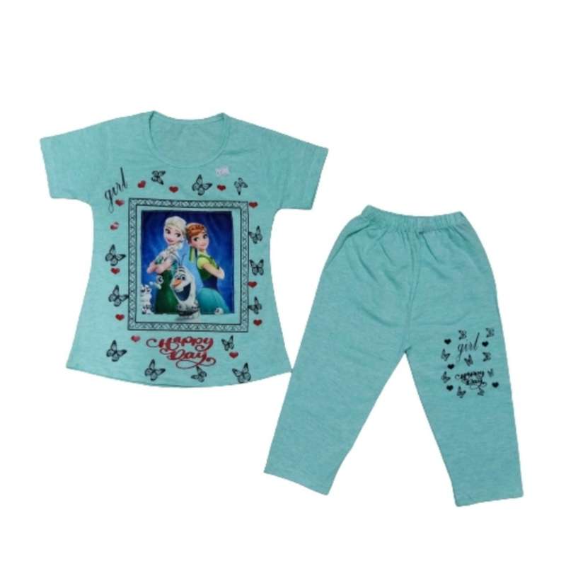 ست تی شرت و شلوارک دخترانه مدل السا e2