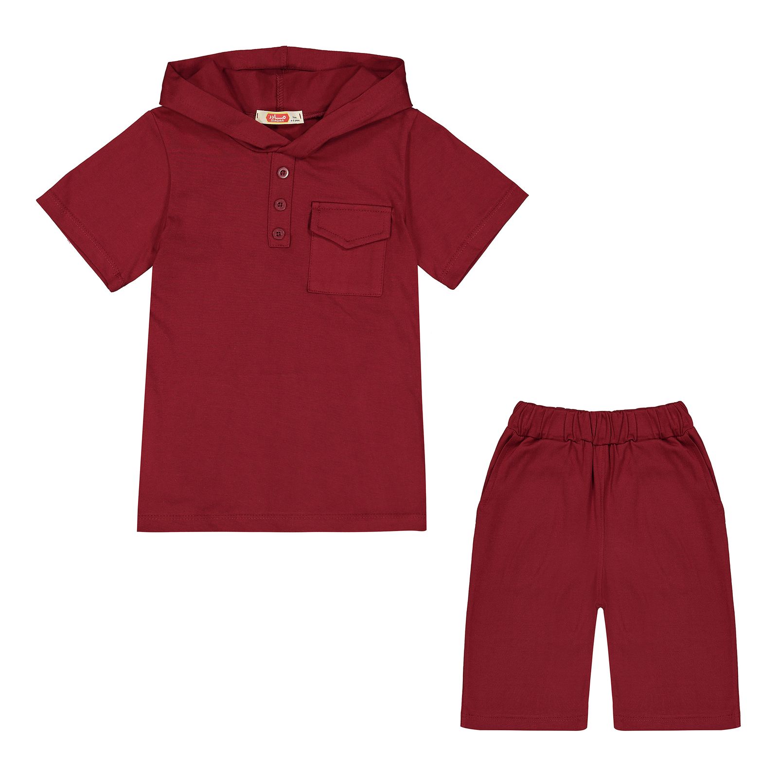 ست تی شرت کلاهدار و شلوارک پسرانه مادر مدل Taco - - 2