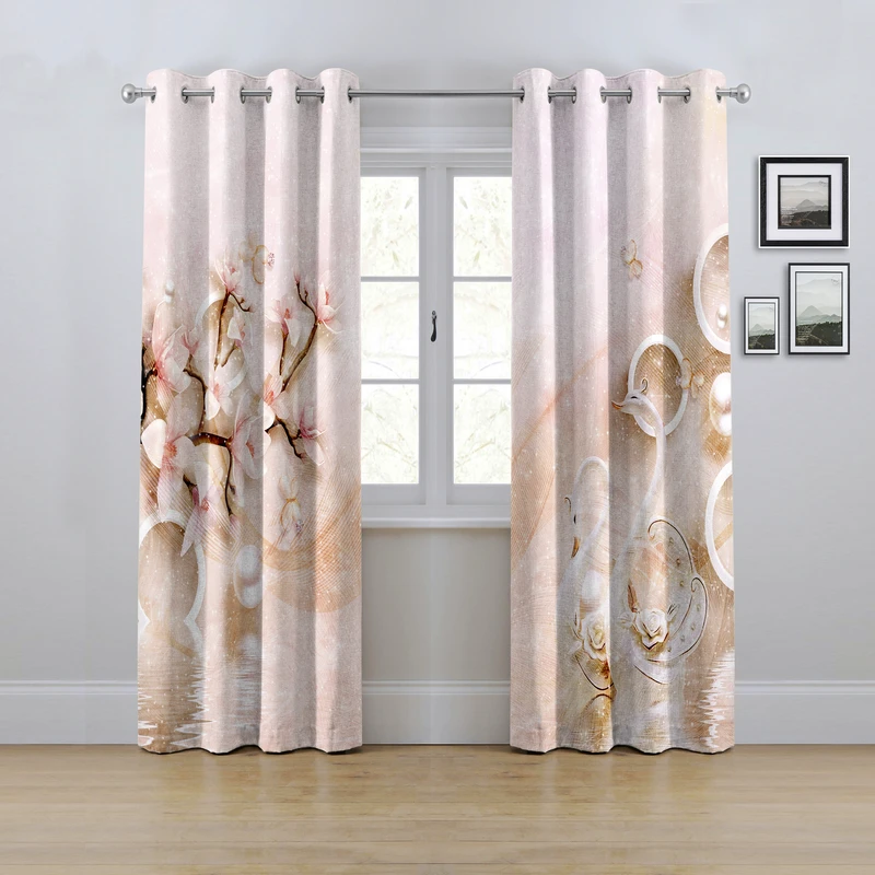 پرده مدل پانچی طرح شاخه سه بعدی سایز 280x145 سانتی متر