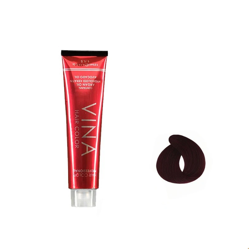 رنگ مو وینا شماره V6 5.6 حجم 125 میلی لیتر رنگ شرابی