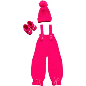 ست 3 تکه لباس بافتنی نوزاد مدل پیچ دار