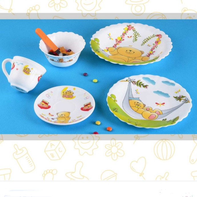 سرویس غذاخوری 5 پارچه کودک پارس اپال طرح خرس مهربون کد759