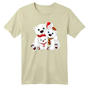 تی شرت آستین کوتاه بچگانه مدل خرس کریسمس کد 1 رنگ کرم