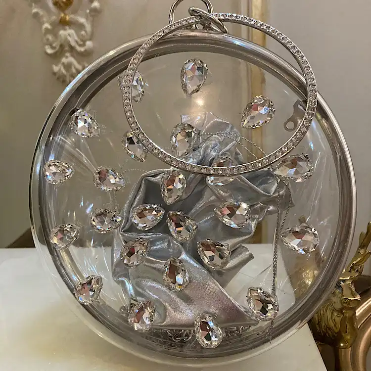 کیف مجلسی زنانه مدل شفاف گرد