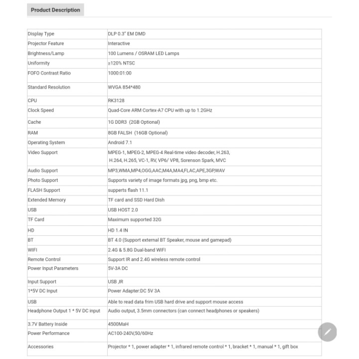 مینی ویدئو پروژکتور مدل P8I 2