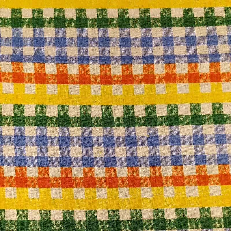 پارچه آشپزخانه عرض 1.4 متر صنایع نساجی گلچهر مدل چهارخانه کد 201 رنگ آبی روشن