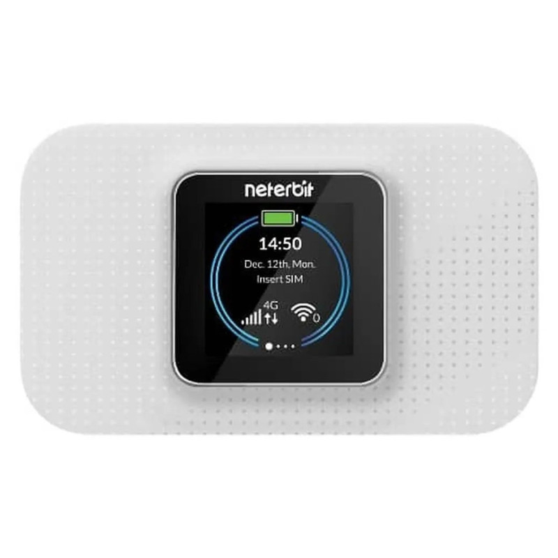 مودم روتر 4G قابل حمل نتربیت مدل NWR-940X، پشتیبانی از Wi-Fi 6 و اتصال هم‌زمان 32 دستگاه، باتری 3000 میلی‌آمپر ساعتی و تا 8 ساعت شارژدهی، نمایشگر 2 اینچی و امنیت WPA3، همراه با سیم‌کارت 30 گیگابایت 3ماهه آسیاتک