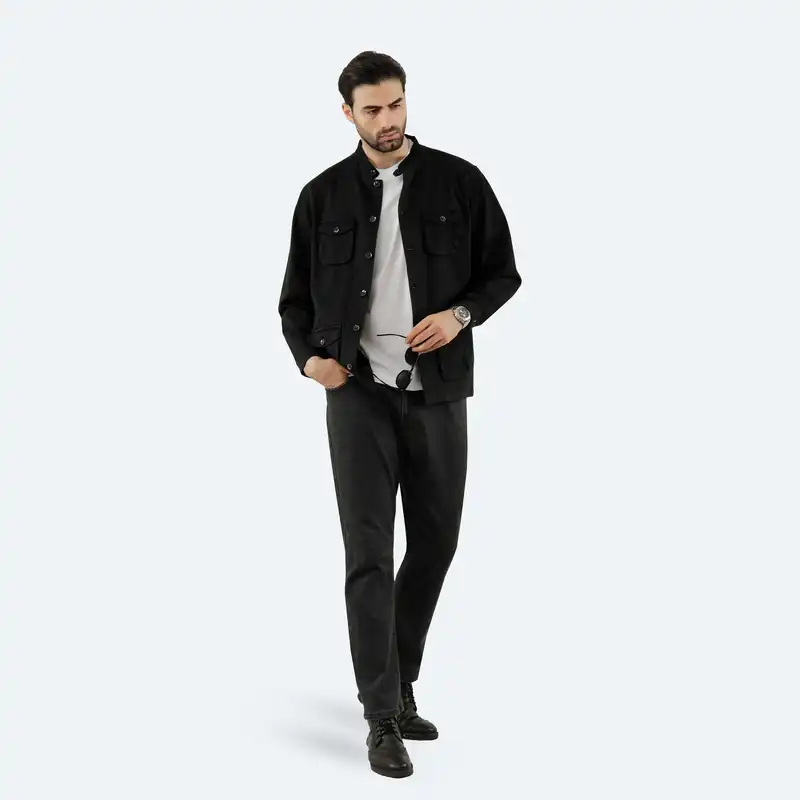 کت مردانه پاتن جامه مدل  کتان 4112210202195846 مشکی