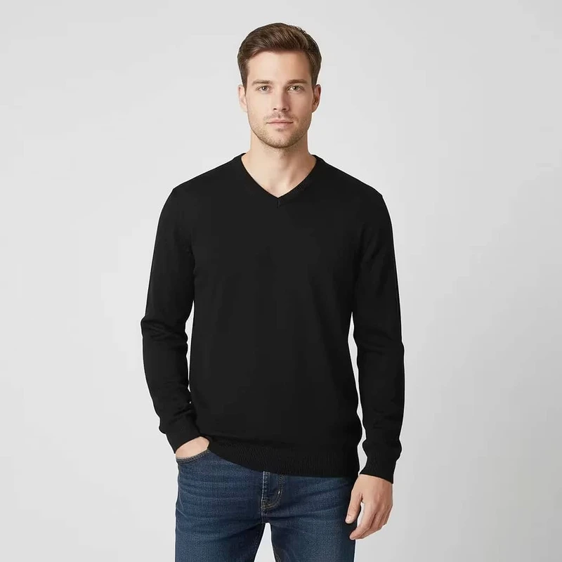 پلیور یقه هفت مردانه مدل ساده کد S12